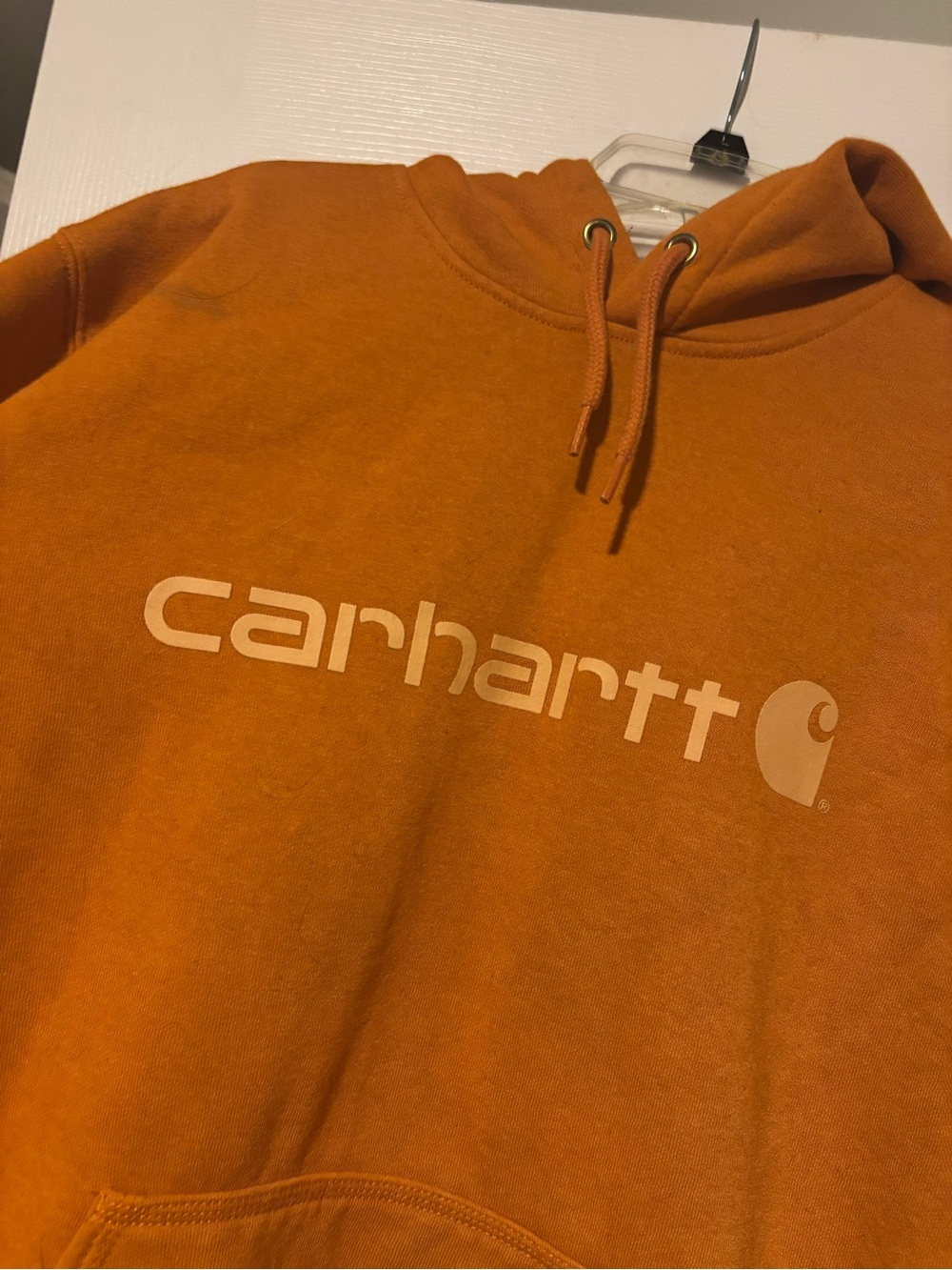 Carhartt Rust Orange Logo Pullover Loose Fit Hoodie